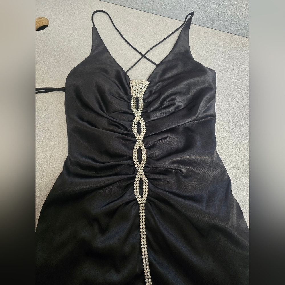 Fiesta Blue Embellished Ruched Slip Dress